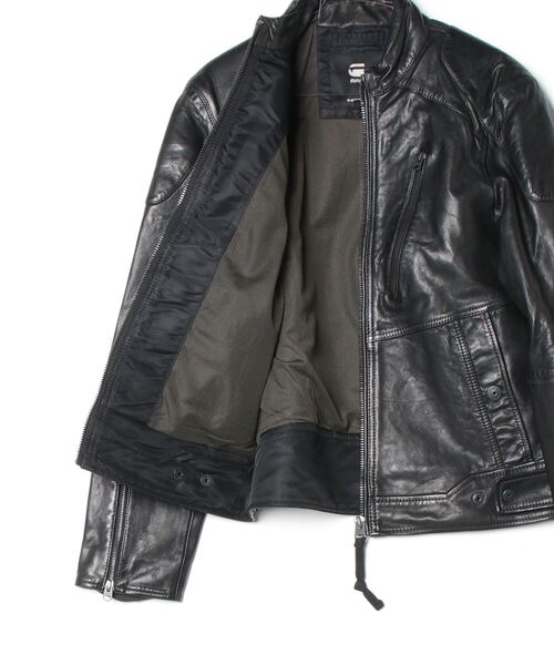 G-STAR RAW 革ジャン ライダース Biker Leather Jacket/シングルレザー