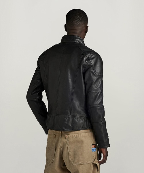 G-STAR RAW 革ジャン ライダース Biker Leather Jacket/シングルレザー