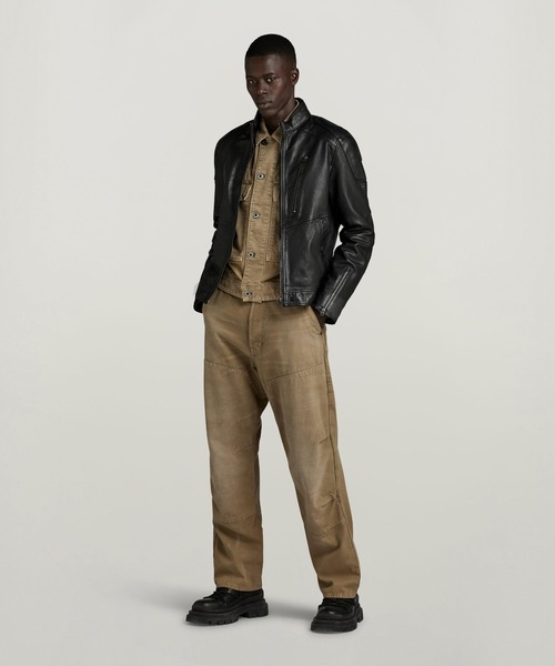 G-STAR RAW 革ジャン ライダース Biker Leather Jacket/シングルレザー