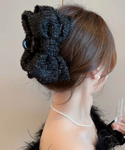 Port（ポート） ヘアクリップ 「 」 キラキラ シャギー ビッグリボン