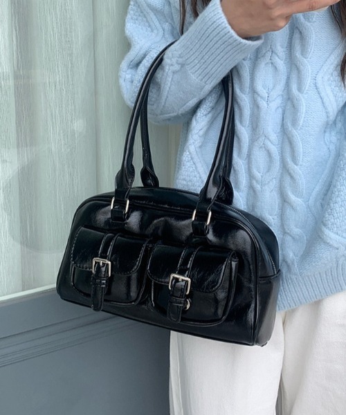 ボストンバッグ ダブルベルトポケットボストンバッグ レディース