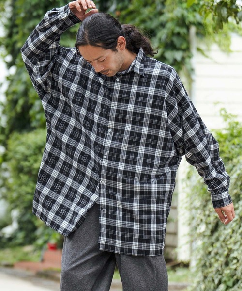 CAMBIO（カンビオ） シャツ ms5752-オーバーサイズミドル丈チェック