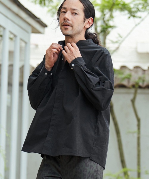 CAMBIO（カンビオ） シャツ ms5754-コットンスタンドカラー比翼シャツ