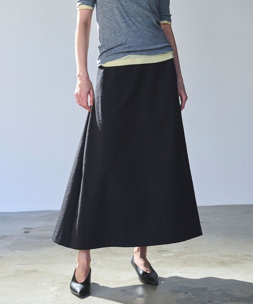 N.O.R.C スカート 「リネンオックス」サイドタックフレアスカート