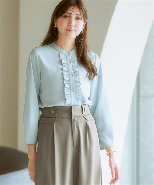 7days Life Styling ブラウス シャツ ストレッチパウダーサテン