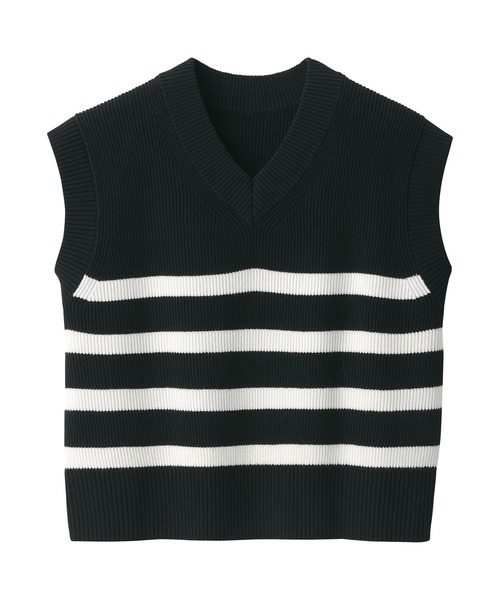 無印良品（MUJI） ベスト 婦人 洗える畦編みショート丈Vネックベスト