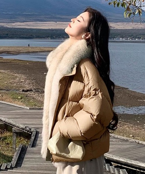 ダウンコート ダウンジャケット フェイクファー付き中綿ジャケット