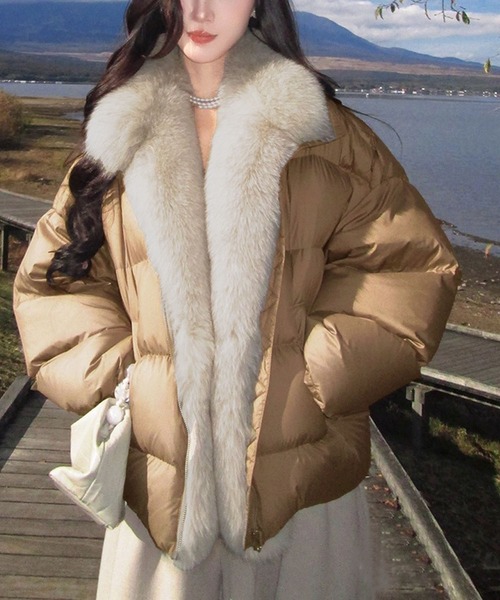 ダウンコート ダウンジャケット フェイクファー付き中綿ジャケット