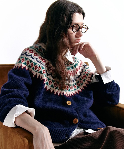 カーディガン フェアアイル柄 ウールニットカーディガン FQ24S196