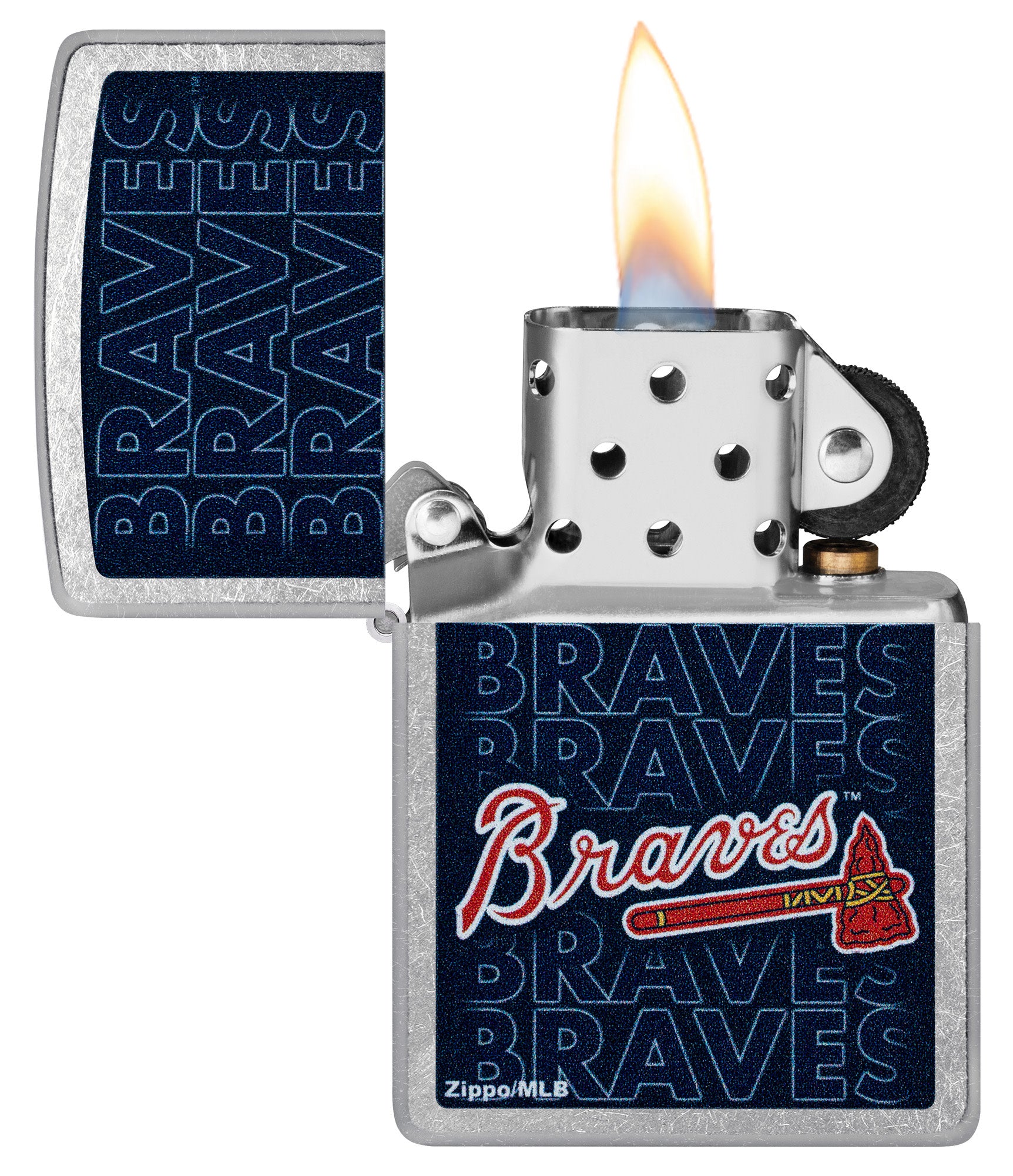 Zippo MLB® Atlanta Braves™ Logo Design Street Chrome Windproof