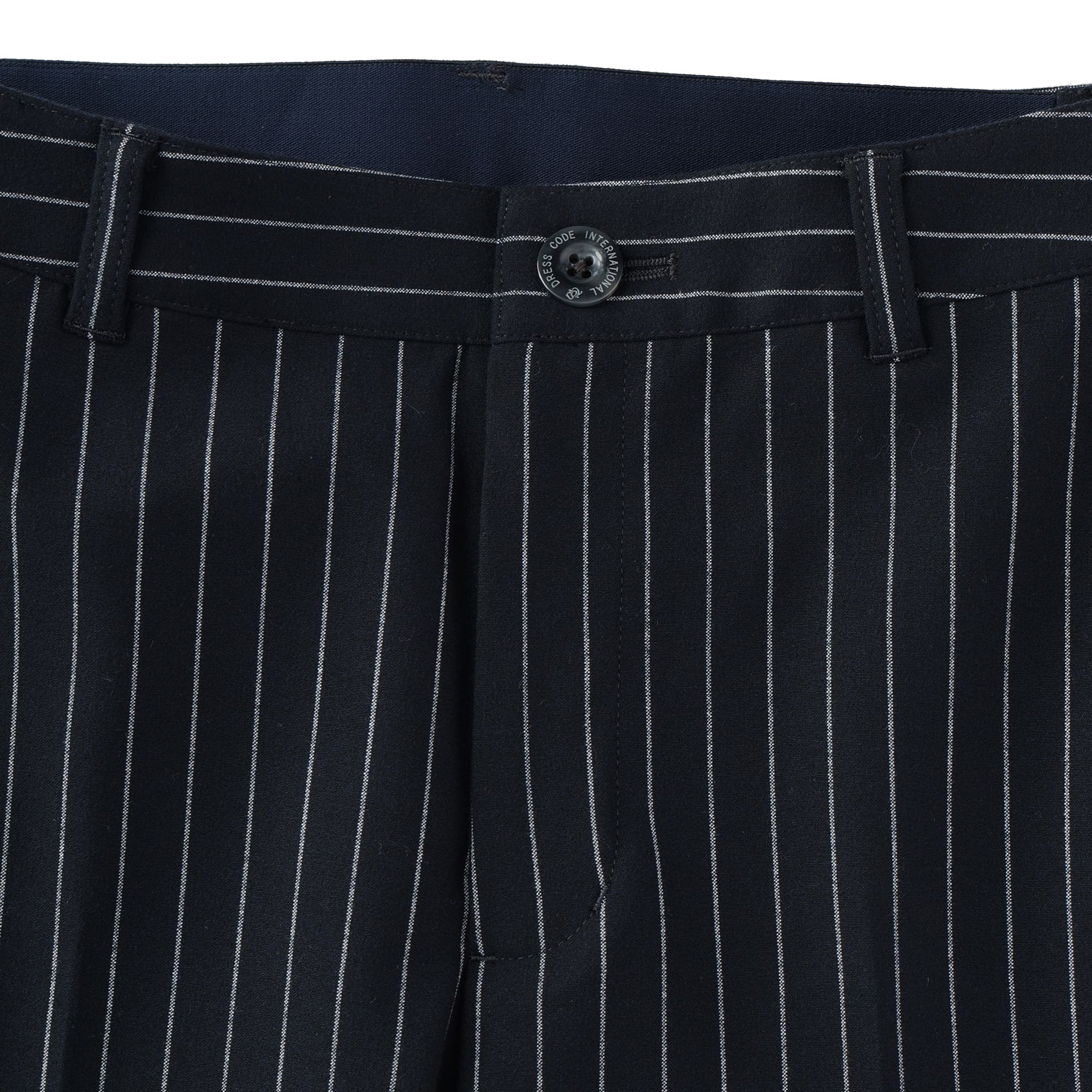 WOMEN マイクロピーチチョークストライプ ロングパンツ ミッドナイト