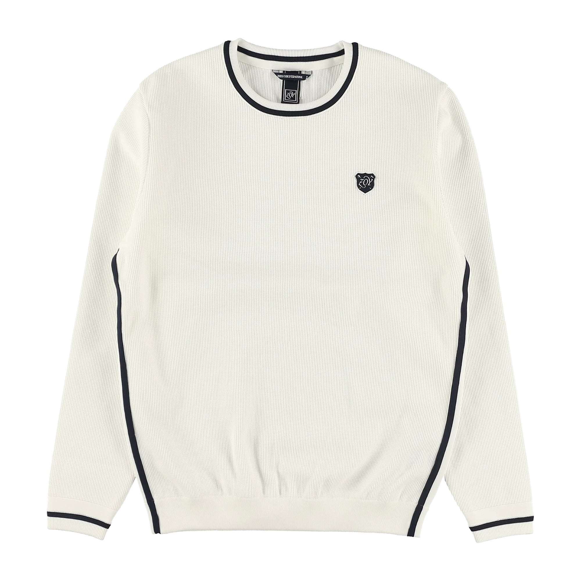 MEN ECOハイブリットポリエステル 長袖セーター ホワイト