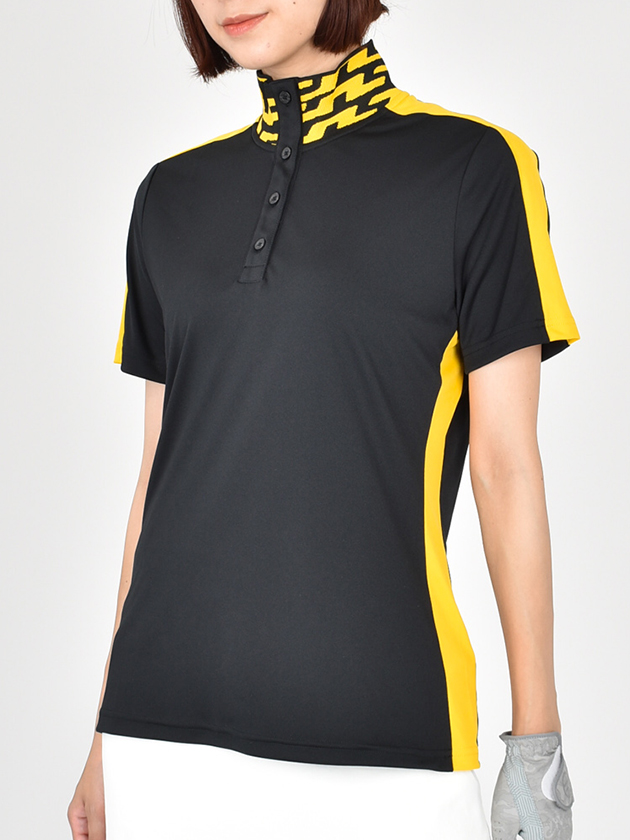 ジェイリンドバーグ ハイネックボタンカラー半袖ポロシャツ 072-27844