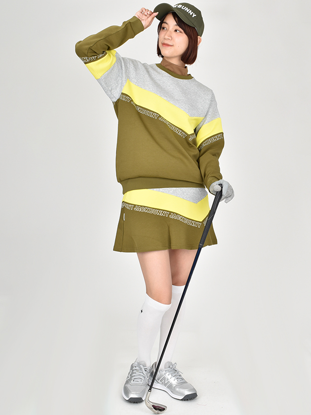 ジャックバニー 配色スウェットスカート 263-2234844（カーキ