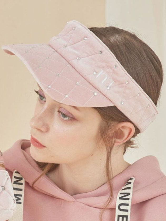 ミヌエール ビジューベロアサンバイザー min-008（ピンク