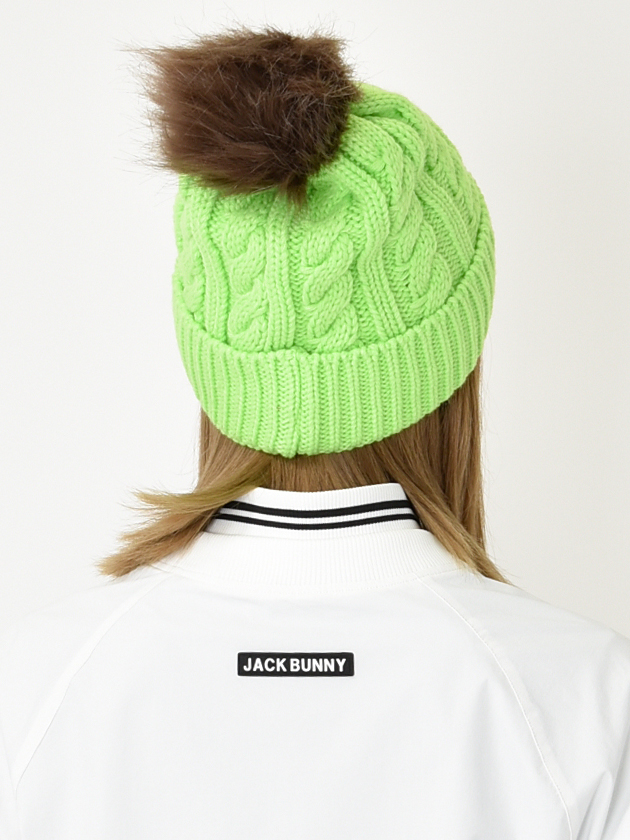 ジャックバニー ファー梵天ニットキャップ 262-3287014（グリーン