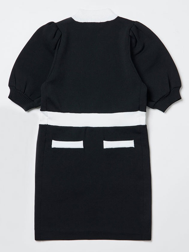 ドゥアヴニール 半袖パフスリーブバイカラーニットワンピース DAO