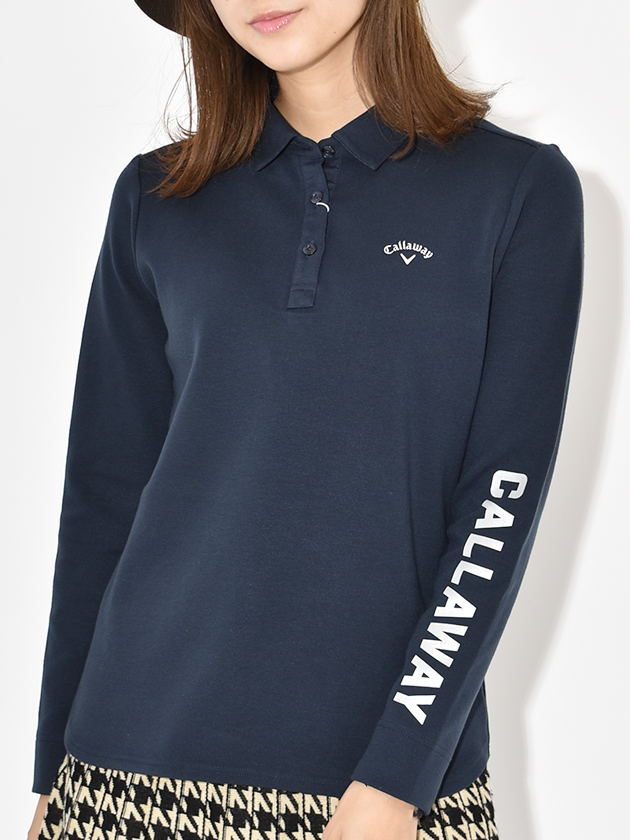 キャロウェイ ポンチ素材長袖シャツ C24233203（ネイビー