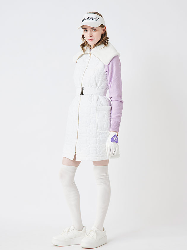 ドゥ アヴニール ファー付中綿キルティングワンピース DAO-6AH06