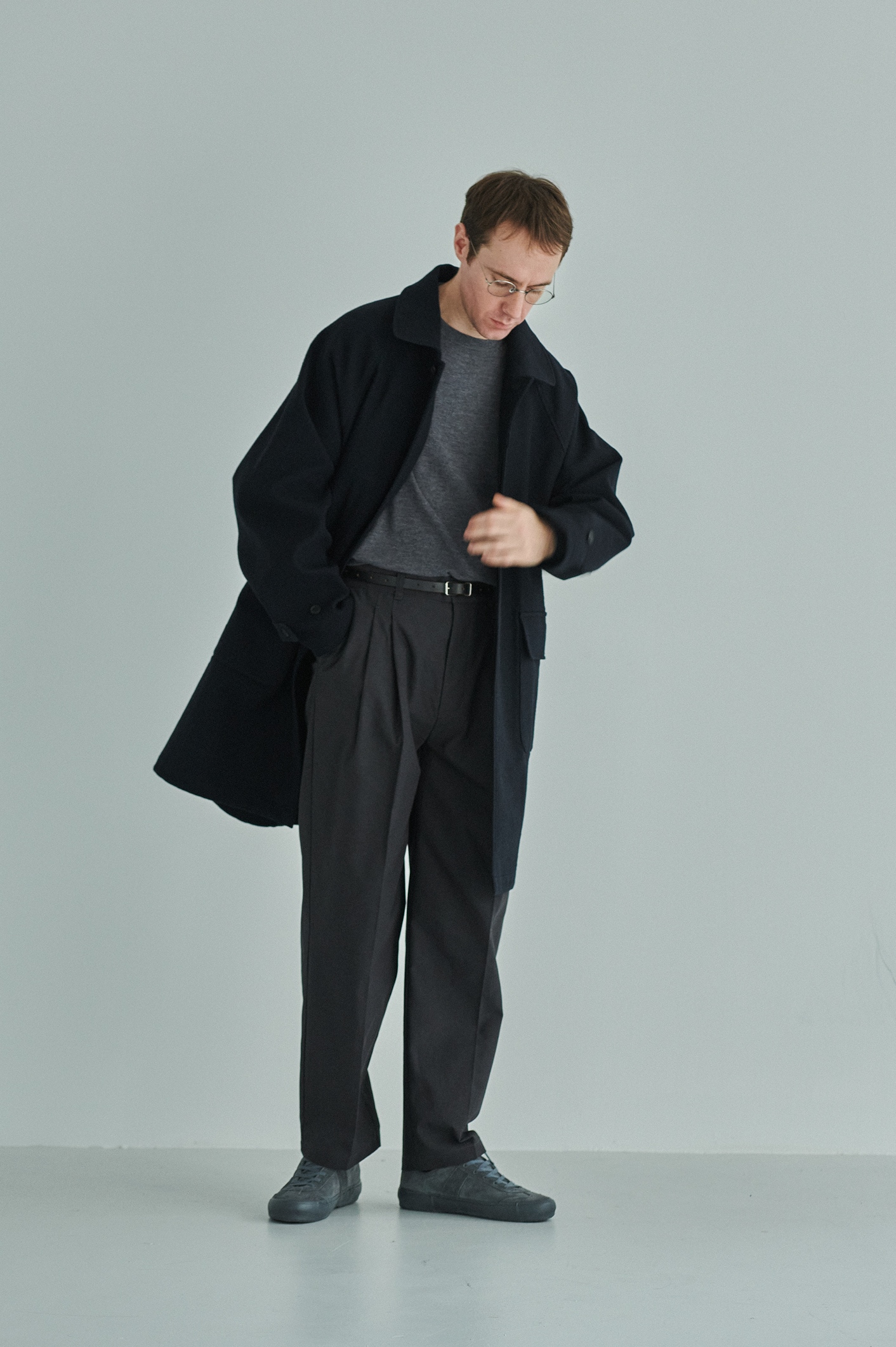 STILL BY HAND 奥行のあるオリジナルツイードのステンカラーコート