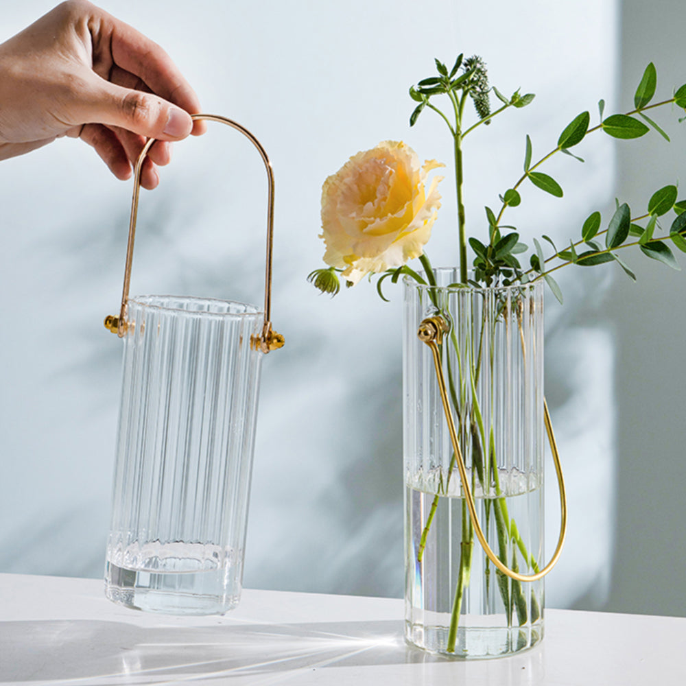 ゴールドハンドルガラスフラワーベース – acacia