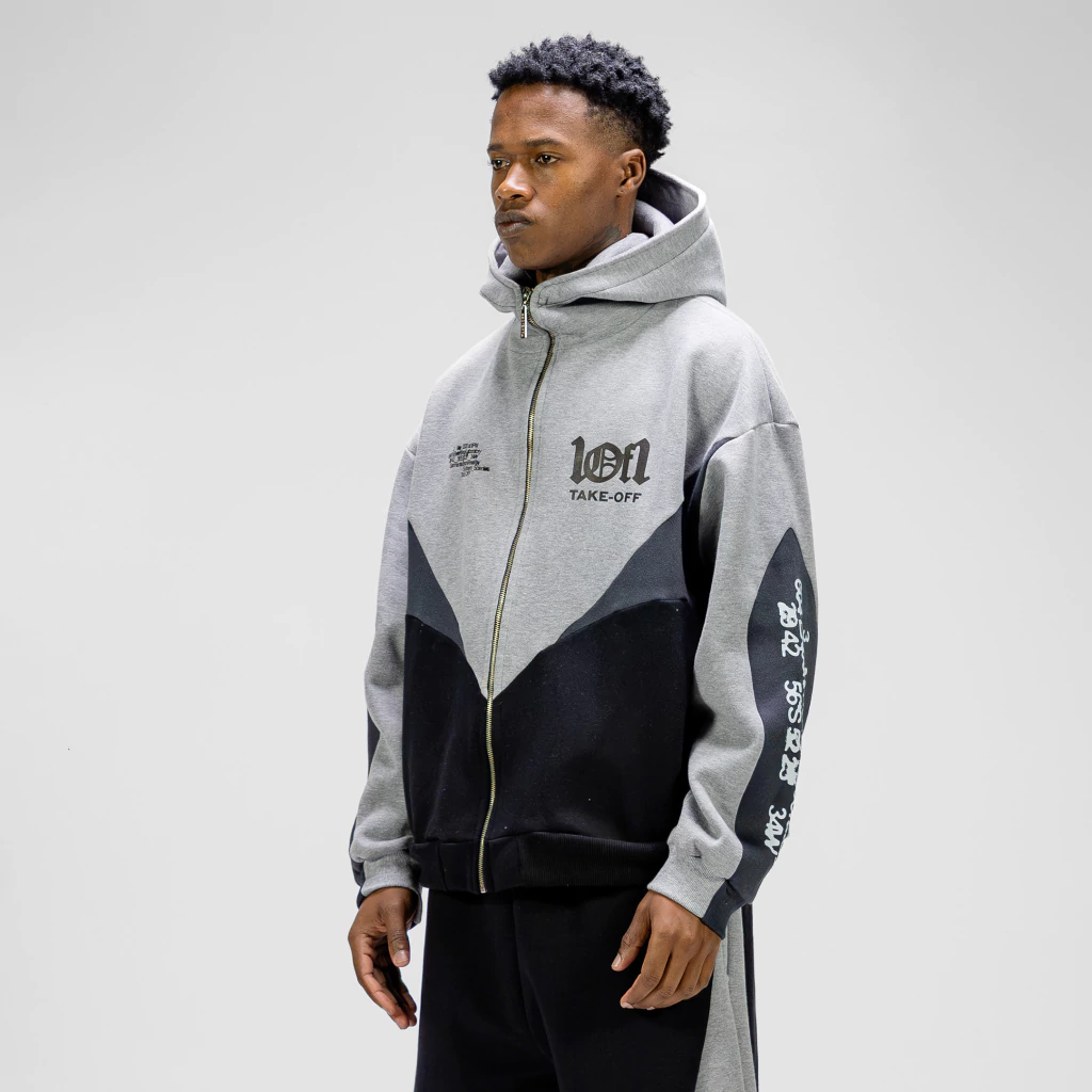 TKF-1OF1 Splendor Grey Zip Hoodie - TAKE-OFF Collection