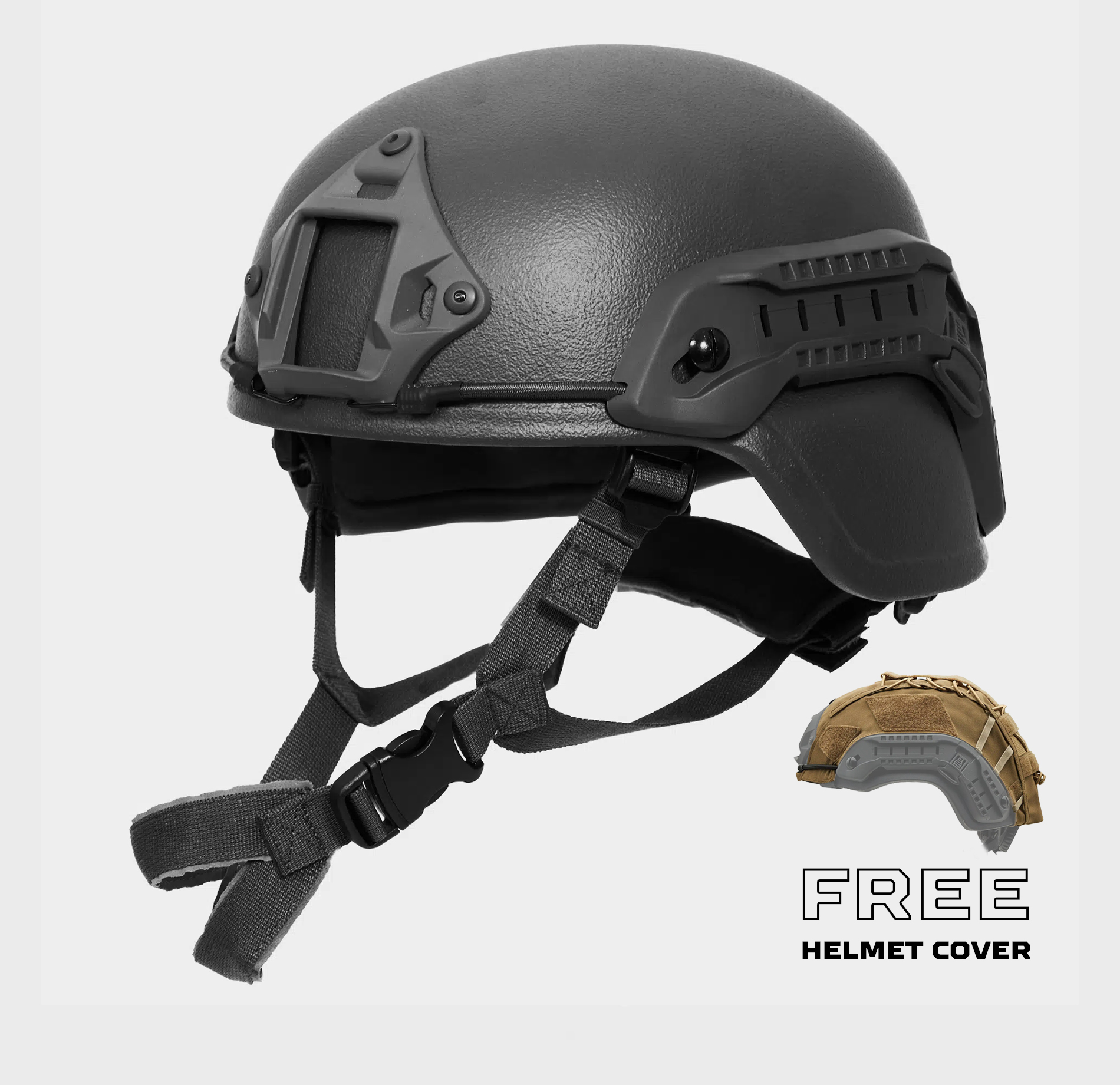 Ballistic Helmet MICH Combat Black with Helmet Cover - Ace Link Armor
