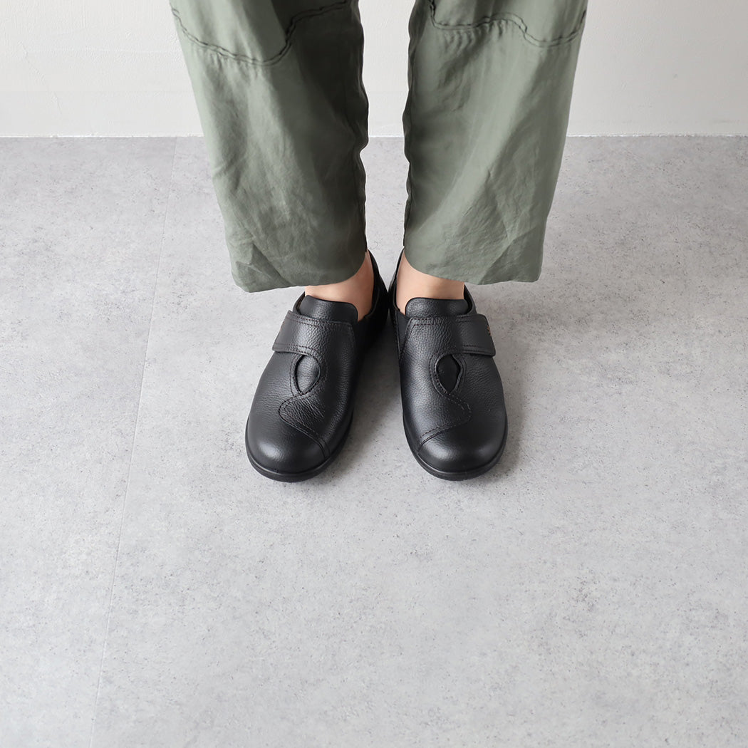 アキレス・ソルボ C 529 黒｜牛革3E 面ファスナー付きスリッポン