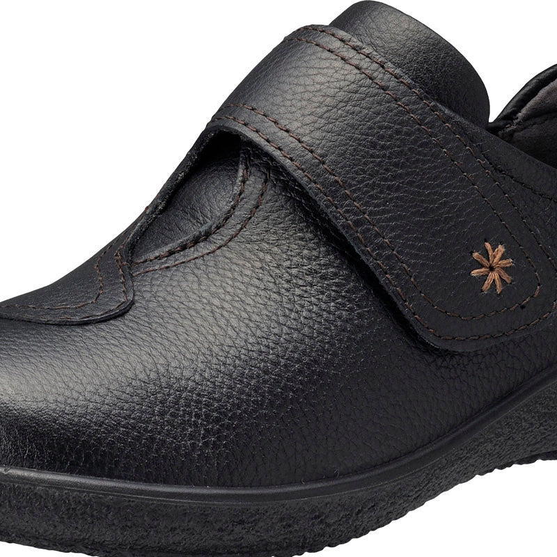 アキレス・ソルボ C 529 黒｜牛革3E 面ファスナー付きスリッポン