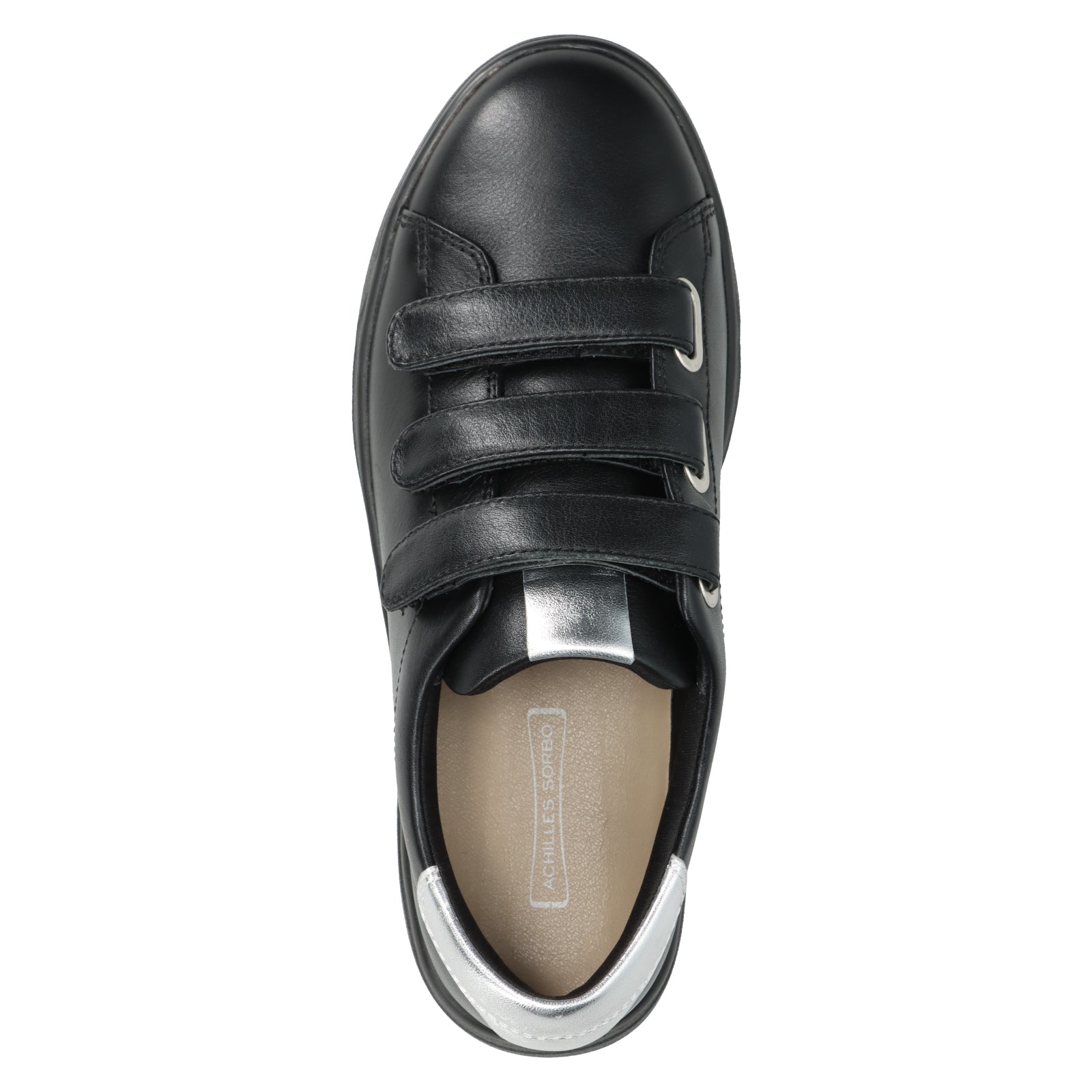 アキレス・ソルボ H 629 黒｜レザーコートスニーカー（面ファスナー）｜3E