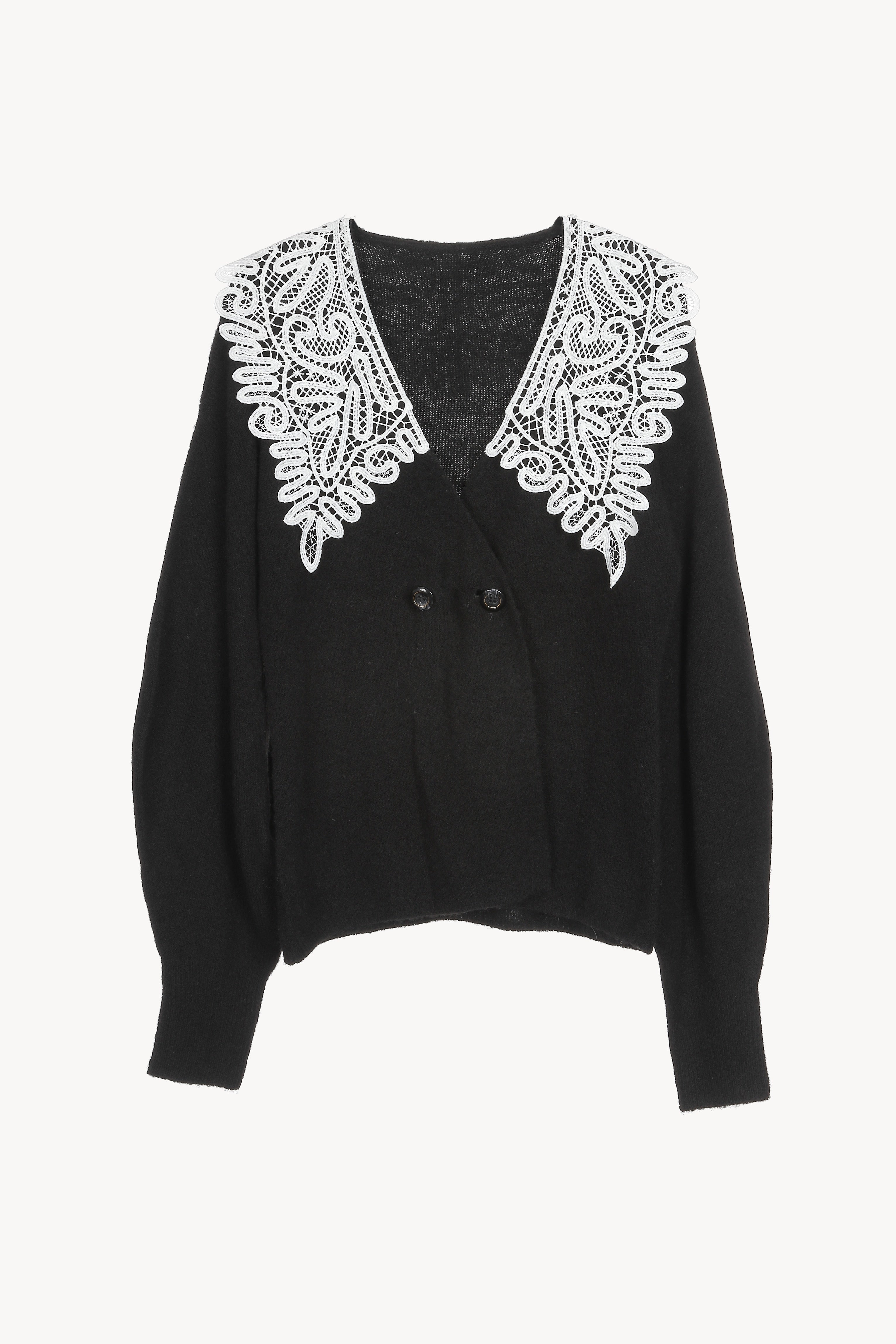 lace collar knit cardigan – Acka online store