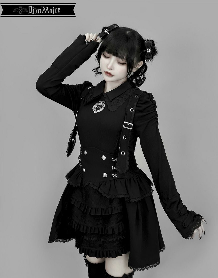 DimMoire【ディムモアール】おすましレース襟トップス/Black