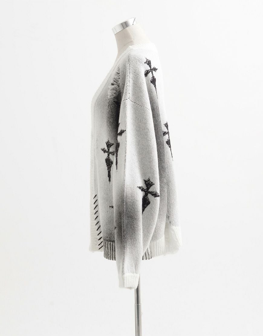 REFLEM【レフレム】クラッシュクロスWジャガードカーディガン/全2色