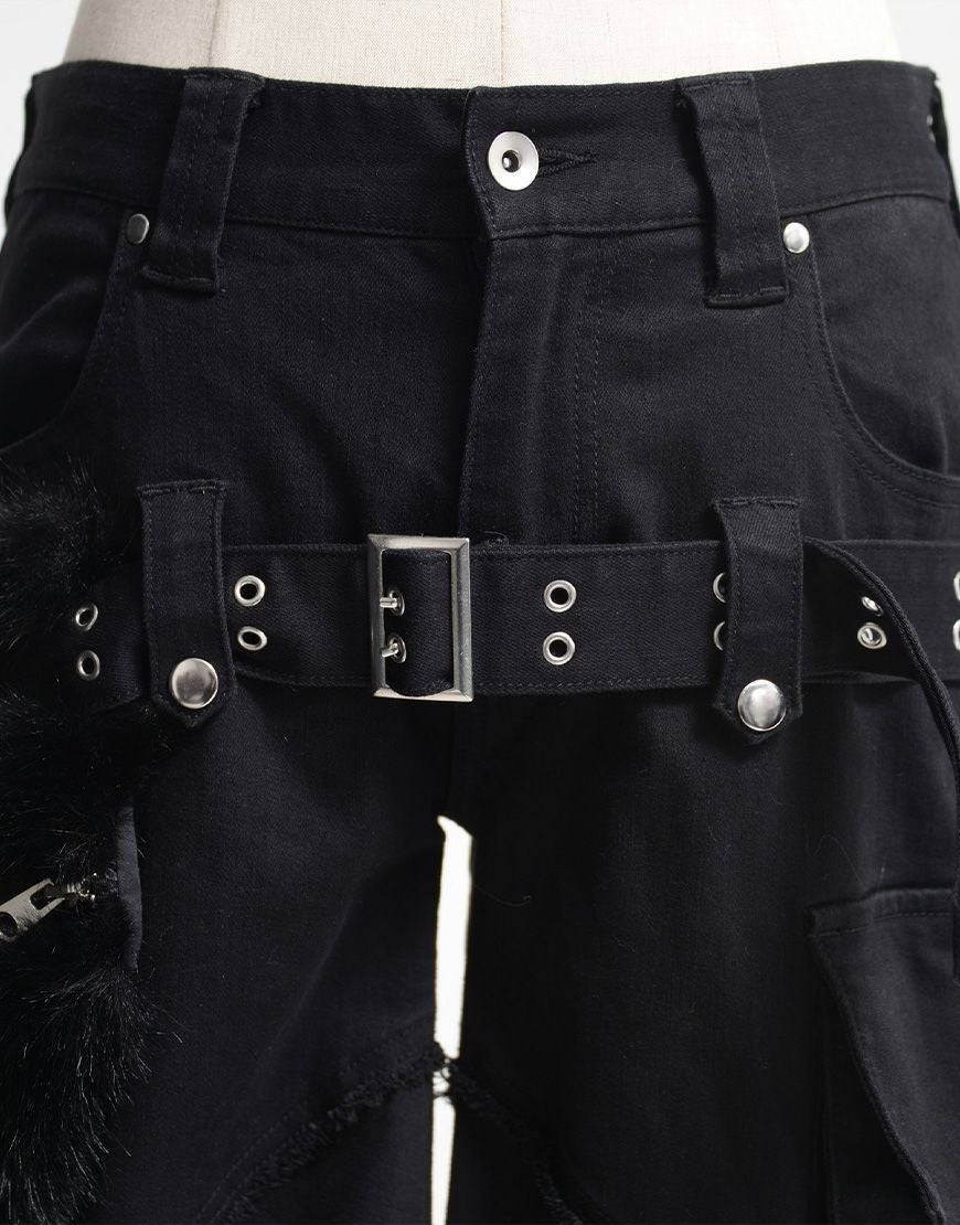 REFLEM【レフレム】ファーポーチベルト付フレアデニム/全2色