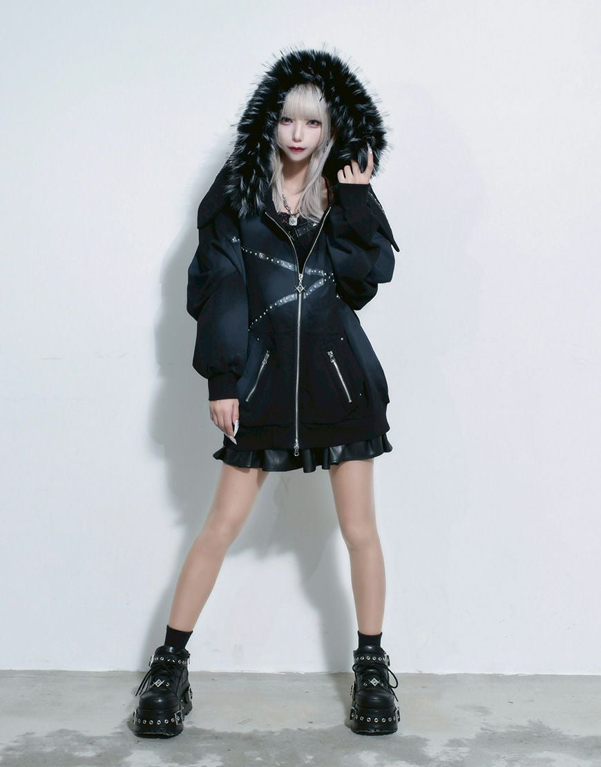 REFLEM【レフレム】ファー付きうさ耳ジップパーカー/全2色