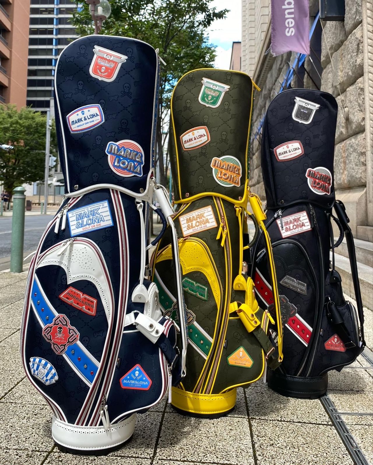 マークアンドロナ カートバッグ ネイビー×レッド ハワイ限定 ゴルフ