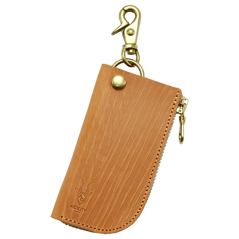 ピモン』(全2色)ウッドレザー/日本刀の鞘をイメージした L字ファスナー