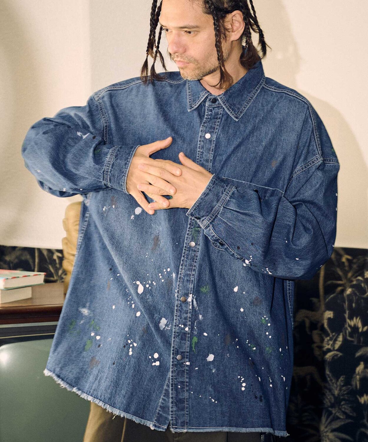 paint denim looose shirt_AP2415013_デニムシャツ | ADAMPATEK | 現代