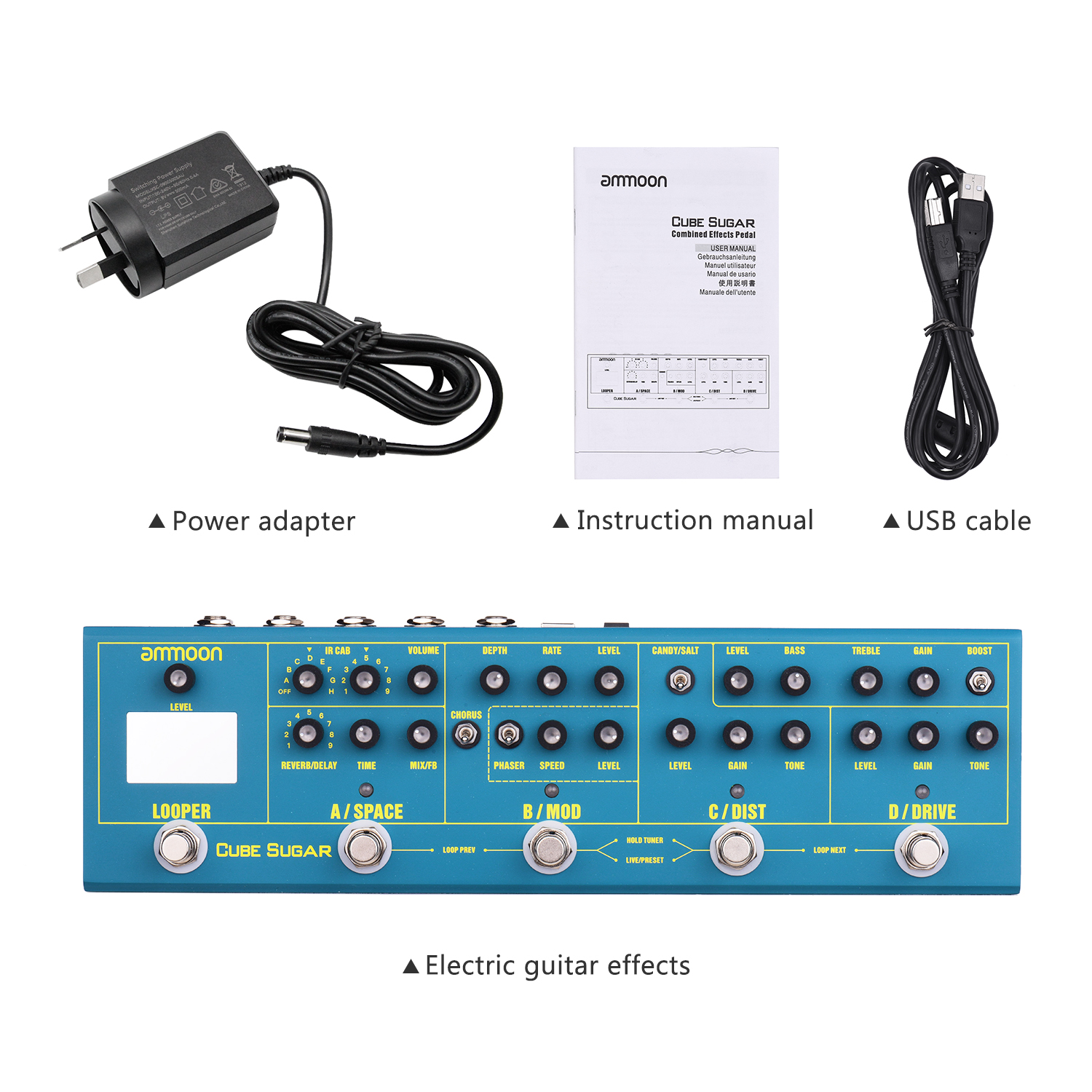 ammoon CUBE SUGAR Guitar Effect Pedals Distortion Overdrive Chorus