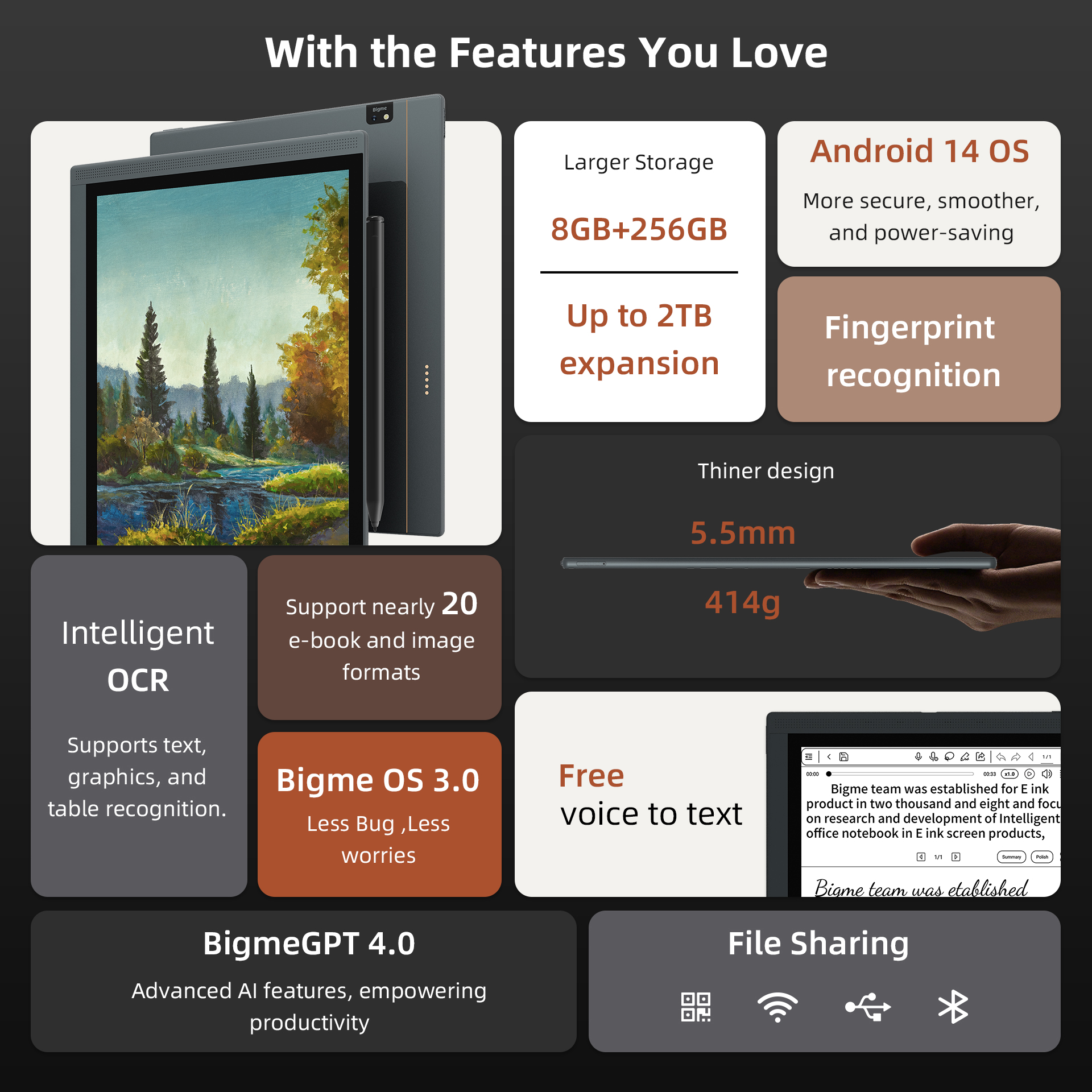 Bigme B1051C Pro 10.3 インチ カラー Eink 電子ブック リーダー