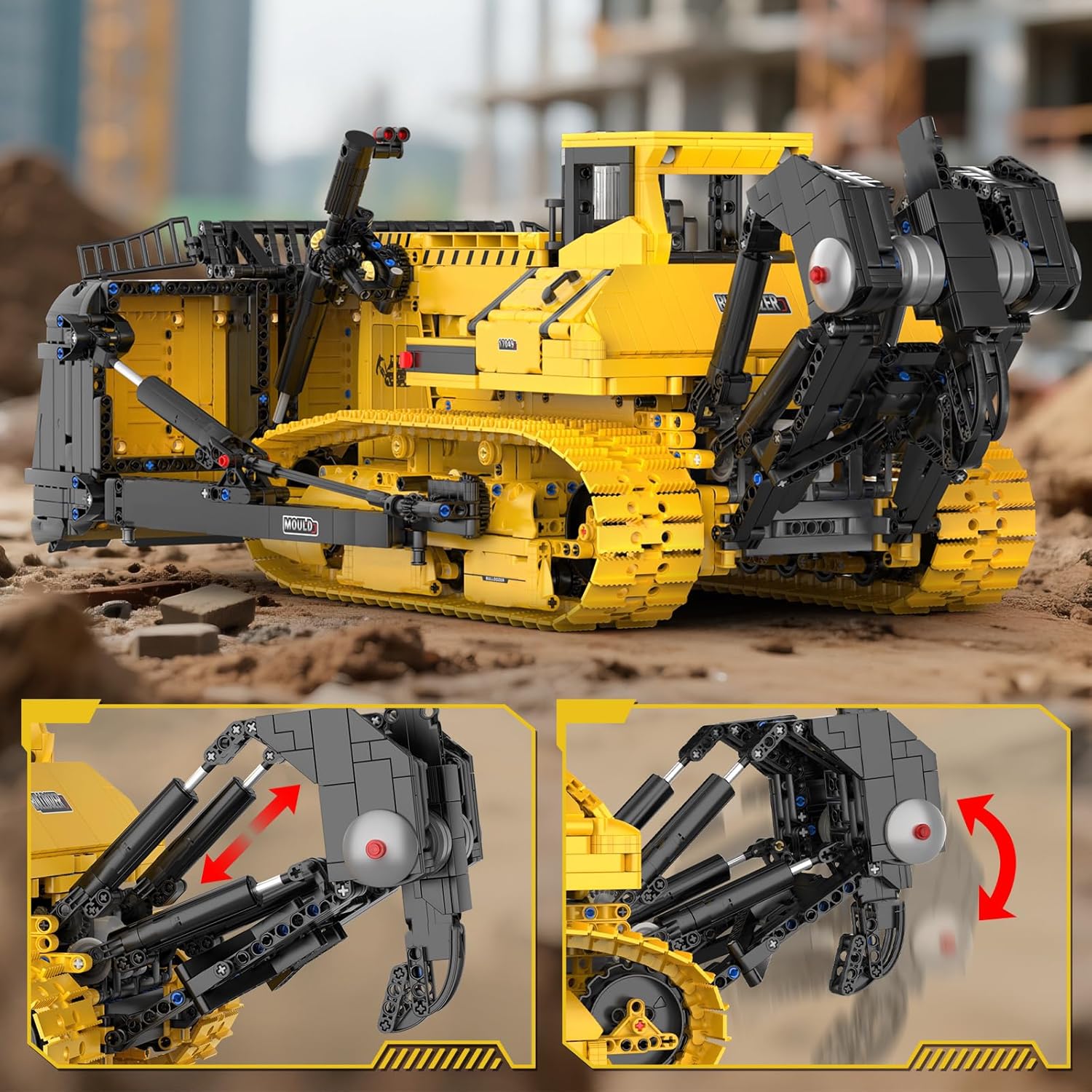 MOULD KING 17049 Technology Motorized PR766 Crawler Bulldozer App
