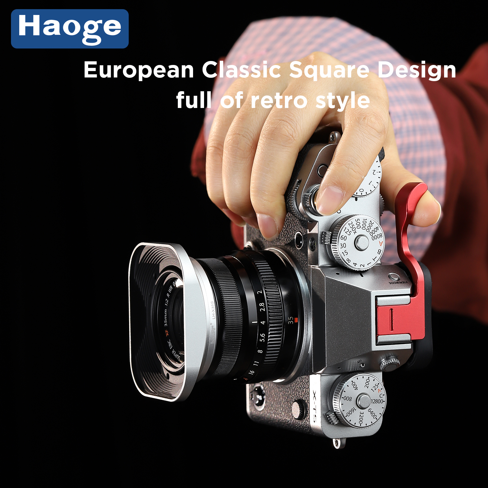 Haoge LH-X35S Square Metal Lens Hood Shade for Fuji Fujinon XF