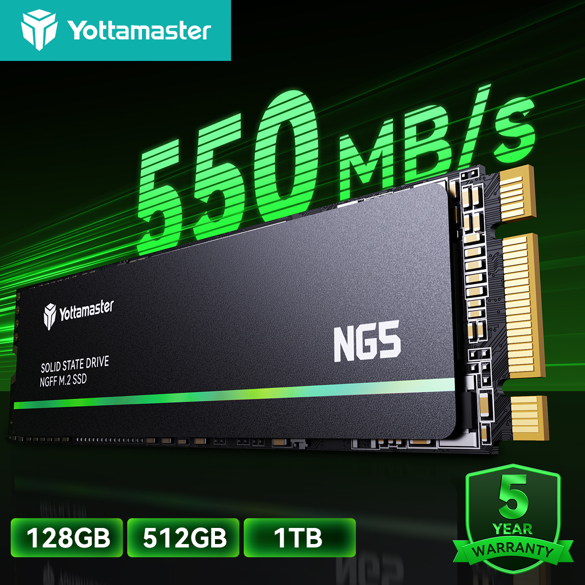 Yottamaster M.2 SATA 3.0 SSD 2280 Hard Drive M2 SSD M.2 1TB 256GB