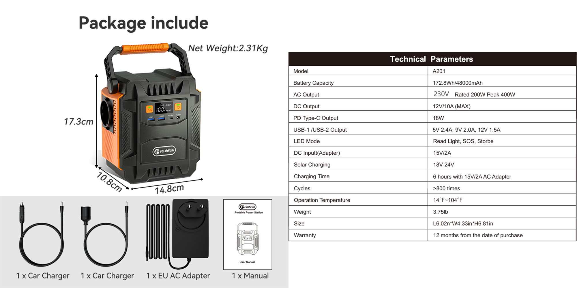 Flashfish e200ポータブル電源ステーション、200wソーラー発電機