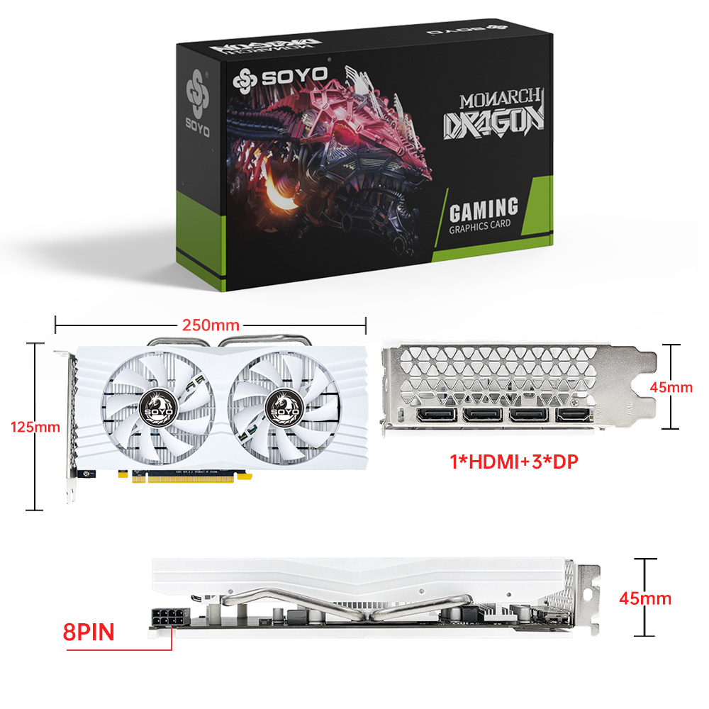 SOYO Graphics Cards AMD Radeon RX580 2048SP 8G GDDR5 256bit HDMI+