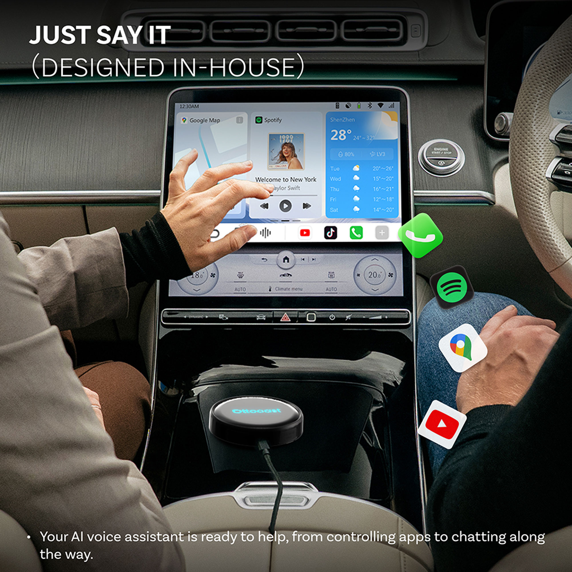 OTTOCAST P3 PRO AI Box Wireless CarPlay Android Auto AI Voice