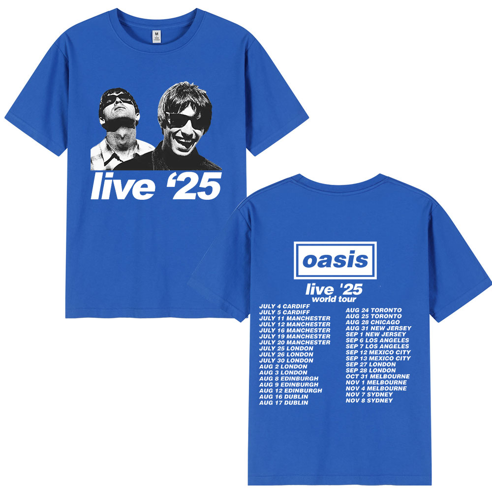 British Rock Band O-Oasis Live 25 Tour T-Shirts Mens Women Casual