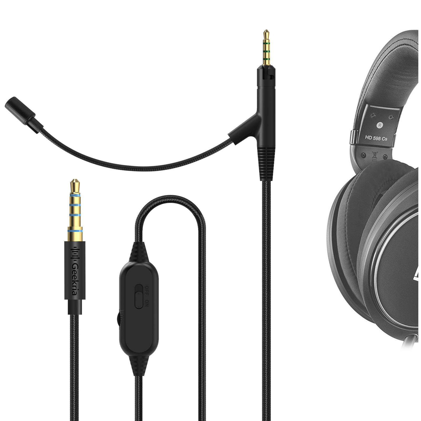 Geekria ブームマイクヘッドフォンケーブル ゼンハイザー HD-599 579