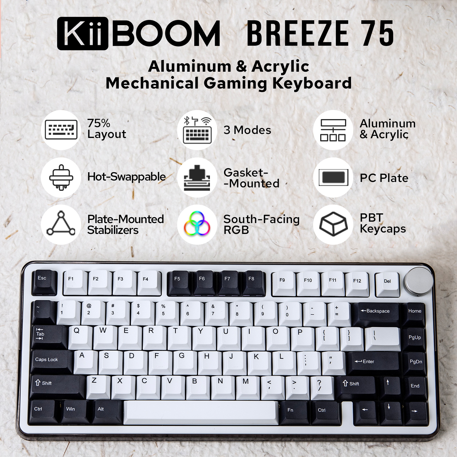 KiiBOOM Breeze 75 75% Aluminium & Acrylic Hot Swappable Wired