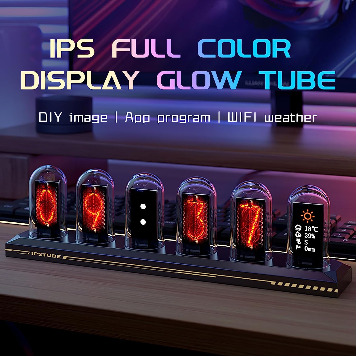 Nixie Tube Clock IPS Retro Glows Analog Clock DIY IPS Color Screen